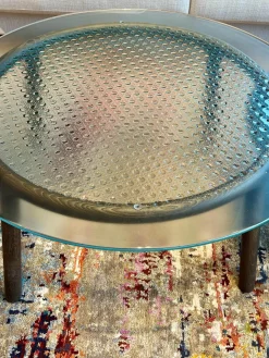 Fiam Beistelltische|3er-Set Beistelltisch Cannage Gehärtetes Geschmolzenes Glas Transparent Fume Bergstein