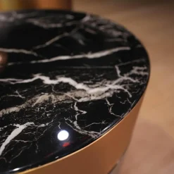 Eichholtz Beistelltische|2er-Set Beistelltisch Caron Schwarzer Kunstmarmor Mit Gebürstetem Messing Finish