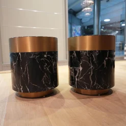 Eichholtz Beistelltische|2er-Set Beistelltisch Caron Schwarzer Kunstmarmor Mit Gebürstetem Messing Finish