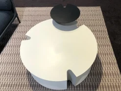 B&B Italia Beistelltische|Couchtische|2er-Set Beistelltisch Nix Weiß Lackiert Kernleder Schwarz