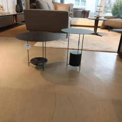 Molteni & C Beistelltische|2er-Set Beistelltisch Panna Cotta Stahlbech Schwarz Lackiert Marmor Marquina Schwarz