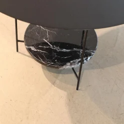 Molteni & C Beistelltische|2er-Set Beistelltisch Panna Cotta Stahlbech Schwarz Lackiert Marmor Marquina Schwarz