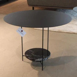 Molteni & C Beistelltische|2er-Set Beistelltisch Panna Cotta Stahlbech Schwarz Lackiert Marmor Marquina Schwarz