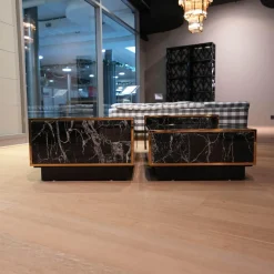 Eichholtz Couchtische|4er-Set Couchtisch Concordia Schwarzer Kunstmarmor Gold Finish