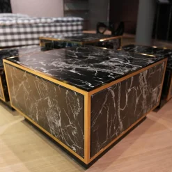 Eichholtz Couchtische|4er-Set Couchtisch Concordia Schwarzer Kunstmarmor Gold Finish