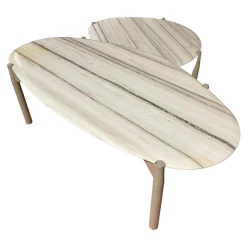 Linteloo Couchtische|2er-Set Couchtisch Heath Marmor Zembrino Gestell Holz Creme