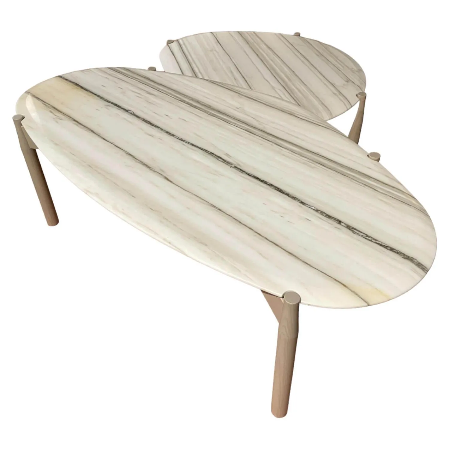 Linteloo Couchtische|2er-Set Couchtisch Heath Marmor Zembrino Gestell Holz Creme