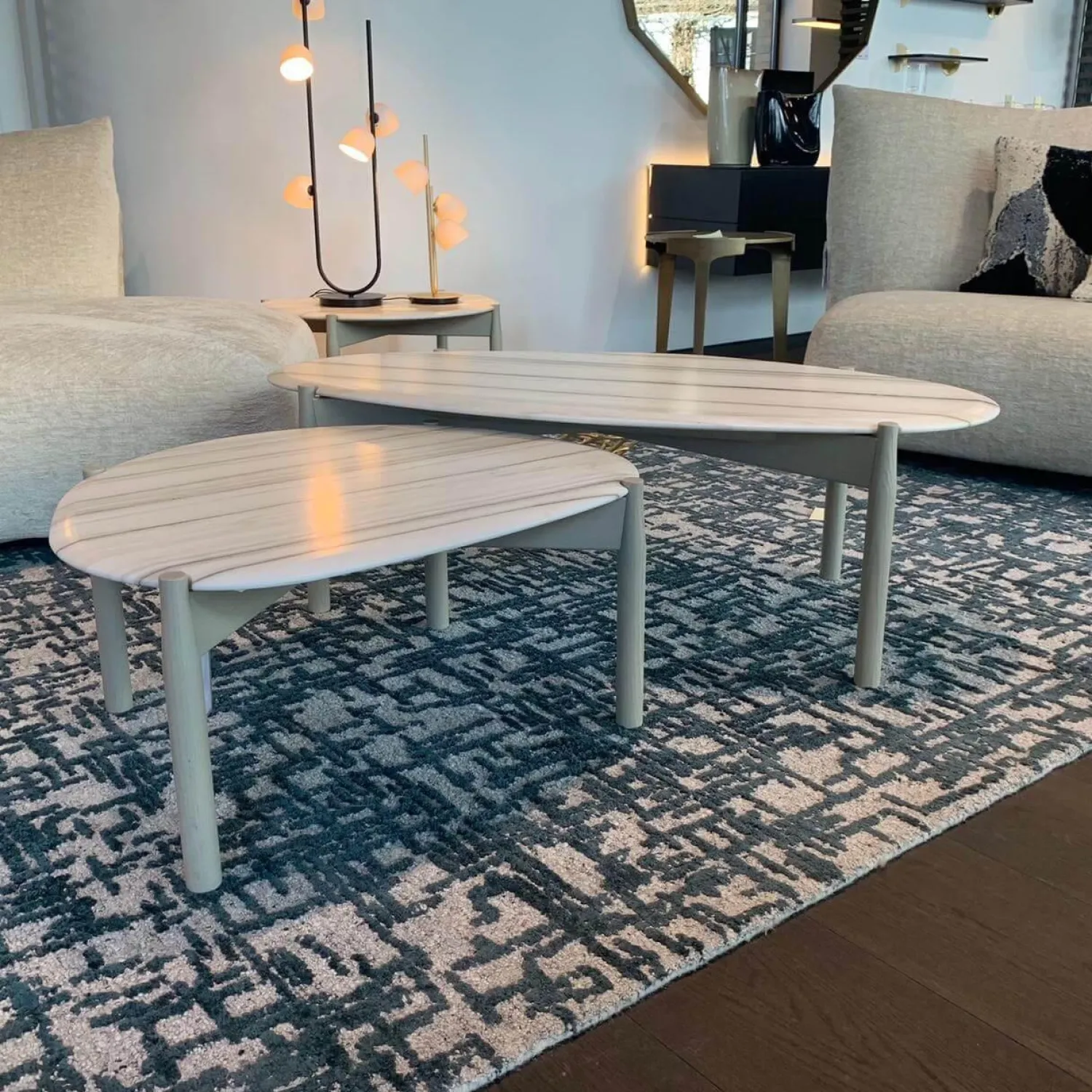 Linteloo Couchtische|2er-Set Couchtisch Heath Marmor Zembrino Gestell Holz Creme