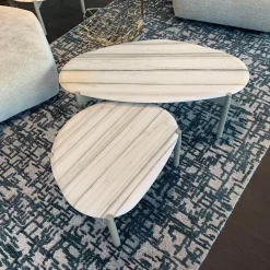 Linteloo Couchtische|2er-Set Couchtisch Heath Marmor Zembrino Gestell Holz Creme