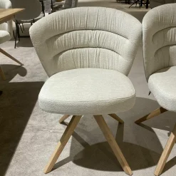 Venjakob Stuhlsets|6er-Set Drehstuhl Capri Stoff Funchal Beige Gestell Wildeiche Hell Gölt