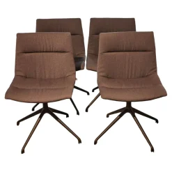 Girsberger Stuhlsets|4er-Set Drehstuhl Marel Bezug Arco Lanoso 01566 Braun 4-Sternfuß Drehbar Schwarz
