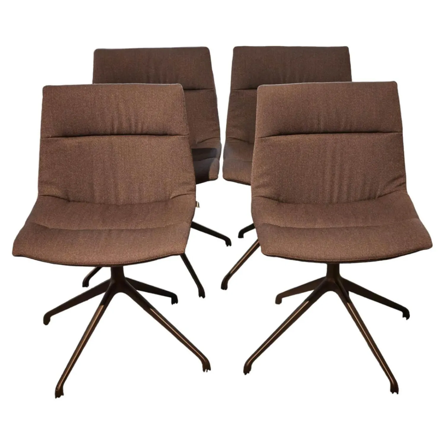 Girsberger Stuhlsets|4er-Set Drehstuhl Marel Bezug Arco Lanoso 01566 Braun 4-Sternfuß Drehbar Schwarz