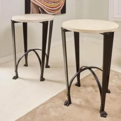 Donghia Stuhlsets|2er-Set Eisensäule Schwarz Mit Marmorplatte