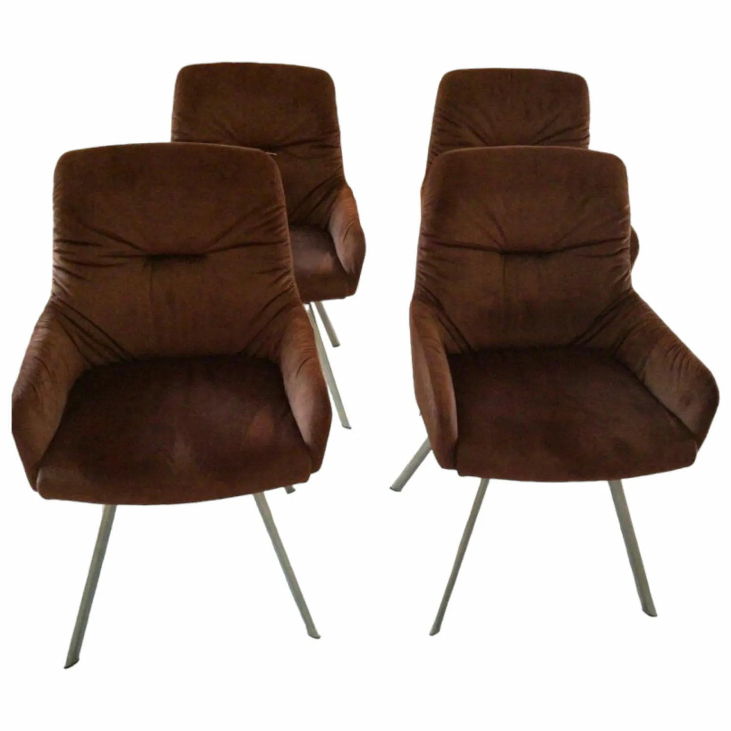 Venjakob Stuhlsets|4er-Set Greta Stoff Dubai Kupfer Braun Gestell Edelstahloptik mit Drehfunktion