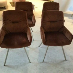 Venjakob Stuhlsets|4er-Set Greta Stoff Dubai Kupfer Braun Gestell Edelstahloptik mit Drehfunktion