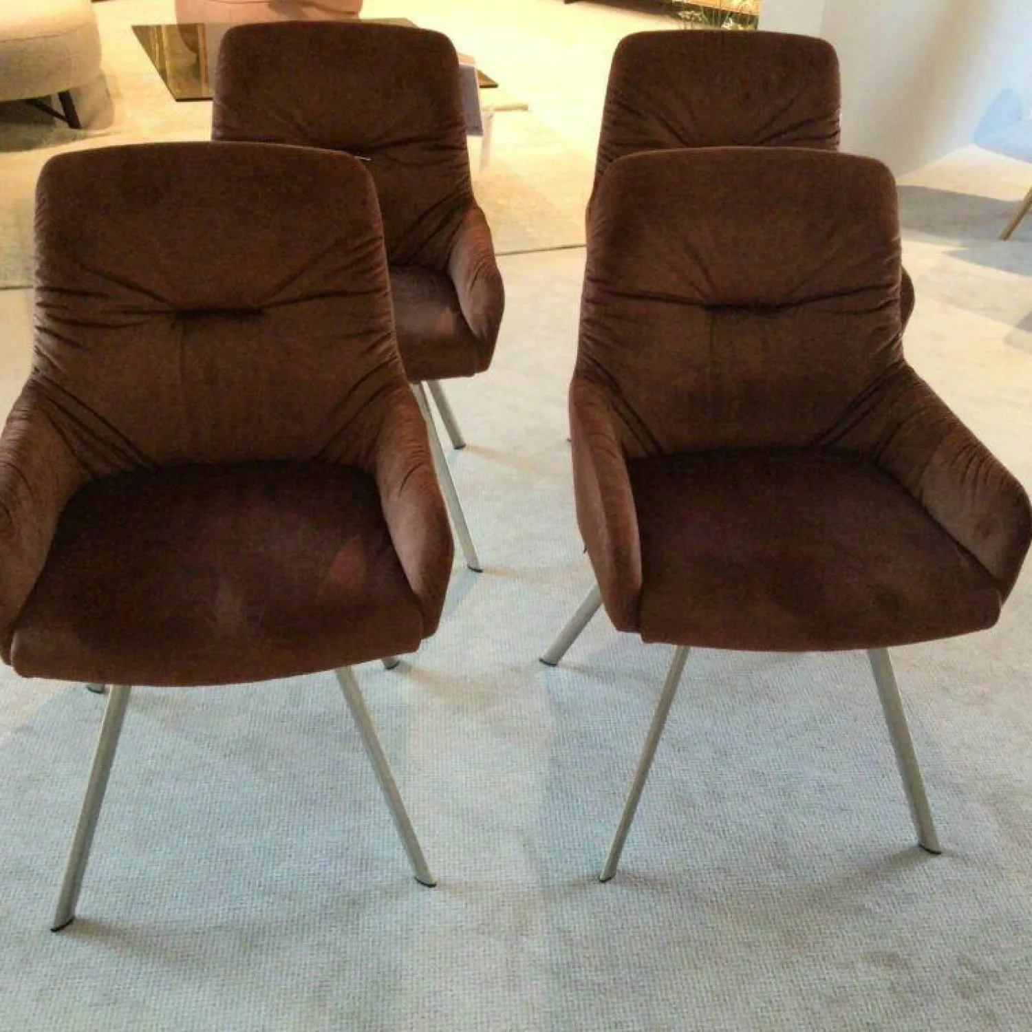 Venjakob Stuhlsets|4er-Set Greta Stoff Dubai Kupfer Braun Gestell Edelstahloptik mit Drehfunktion