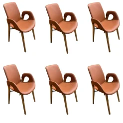 Hartmann Stuhlsets|6er-Set Harta Jasper Leder 22 Cognac Braun Kerneiche Umato