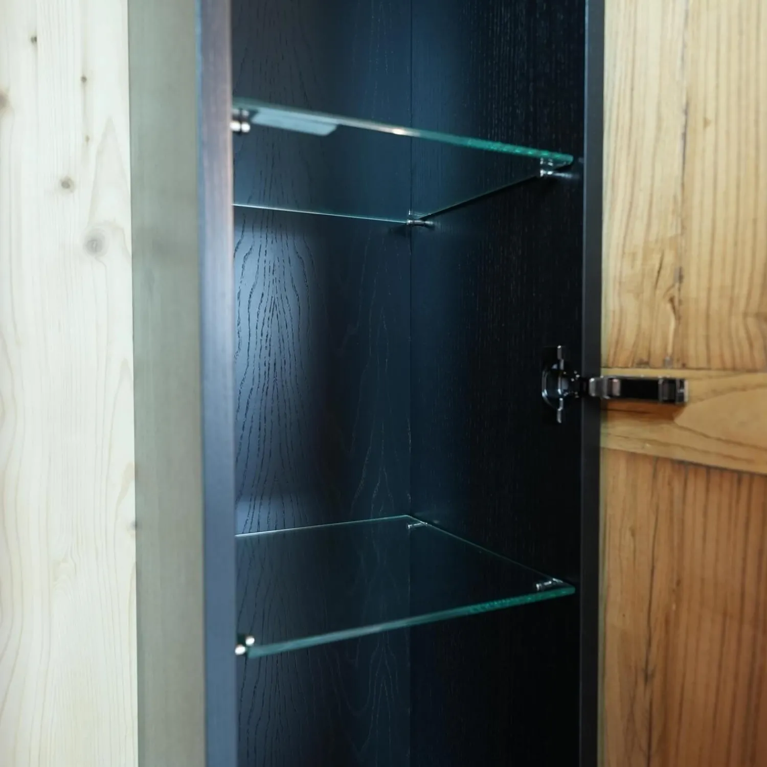 Nature Design Regale|2er-Set Hängeschrank NDE 3 Eiche Recyceltes Altholz Korpus Schwarz