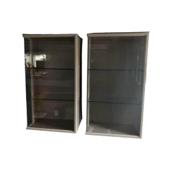 Sudbrock Vitrinen & Highboards|2er-Set Hängeschränke Cubo Glas Farbe Glattlack Kaschmir Grau Beige