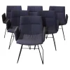Girsberger Stuhlsets|6er-Set Kufenstuhl Mit Armlehnen Marel Stoff Steelcut Trio 3 Braunblau Gestell Metall Schwarz