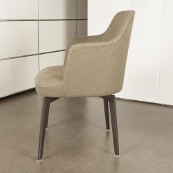 Flexform Stuhlsets|4er-Set Leda Stühle Stoffbezug Ernest 344 Beige mit Armlehnen