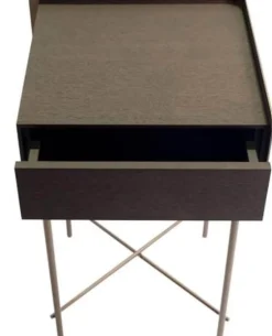 Christine Kröncke Nachttische|2er-Set Nachtkästchen Bela 39 1 Eiche Wenge Furniert Gestell Edelstahl Bronce Look Bronze Pulverbeschichtet