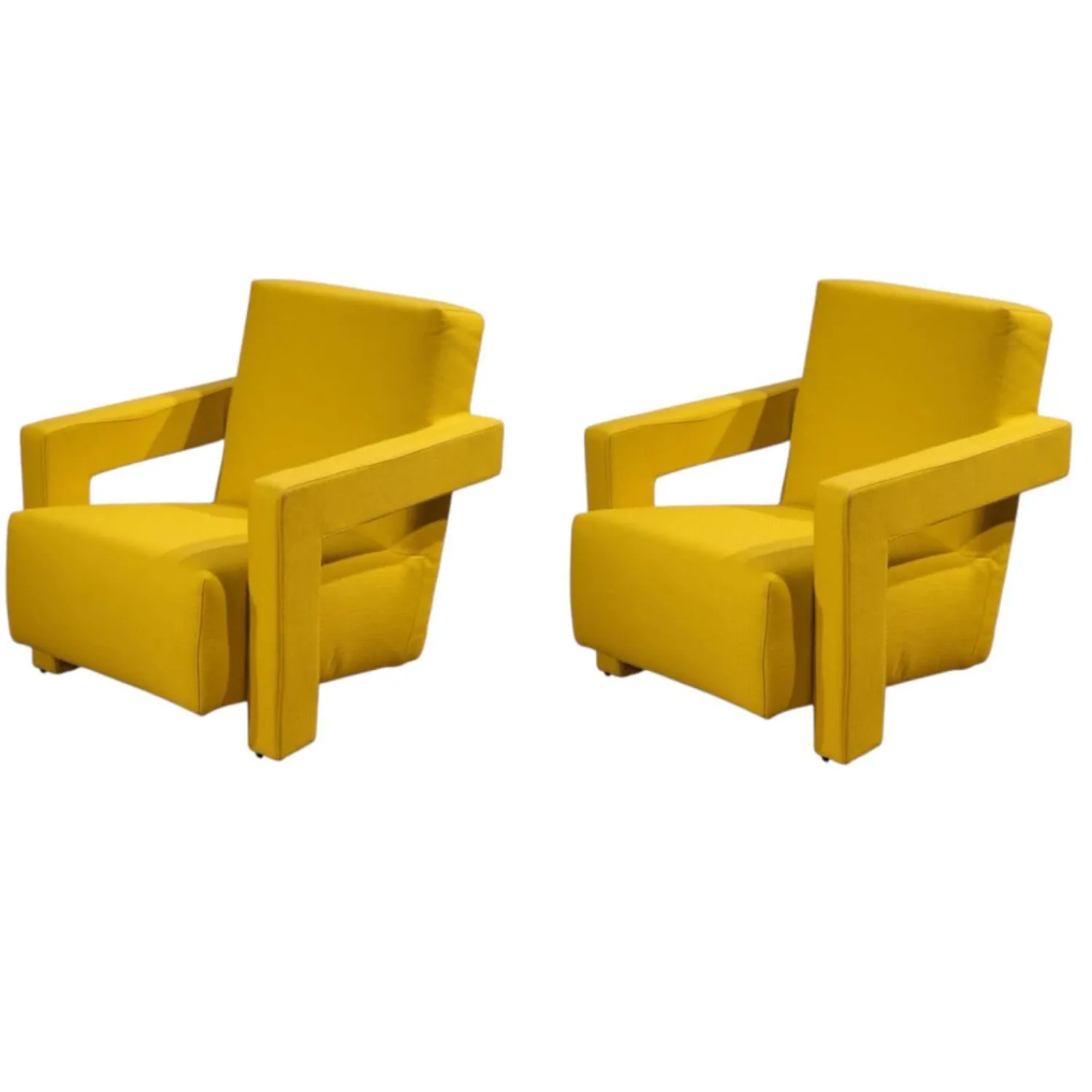 Cassina Loungemöbel|2er-Set Outdoorsessel Utrecht XL Stoff Gelb Mit Knopflochstich Gestell Stahl Mit Stoff Bezogen Gelb