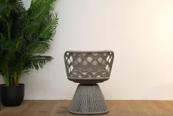 B&B Italia Gartenstühle|4er-Set Outdoorstuhl Flair Bezug Stoff Lilia Weiß Geflecht Taubengrau Gestell Tortora Lackiert