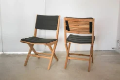 Cane Line Gartenstühle|2er-Set Outdoor-Stuhl Flip In Teak Inkl. Sitz-und Rückenkissen Farbe Cane-Line Focus Dunkelgrau Stühle Klappbar