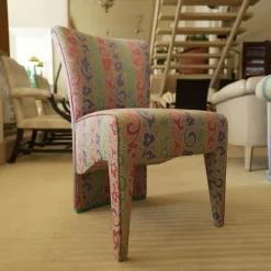 Luxus Stuhlsets|2er-Set Polsterstuhl Extra Stoff Mehrfarbig Füße Stoffbezogen