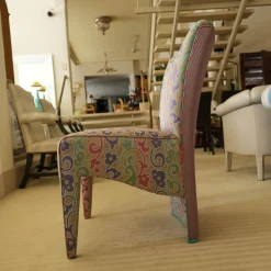 Luxus Stuhlsets|2er-Set Polsterstuhl Extra Stoff Mehrfarbig Füße Stoffbezogen