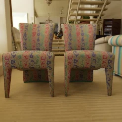 Luxus Stuhlsets|2er-Set Polsterstuhl Extra Stoff Mehrfarbig Füße Stoffbezogen