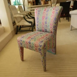 Luxus Stuhlsets|2er-Set Polsterstuhl Extra Stoff Mehrfarbig Füße Stoffbezogen