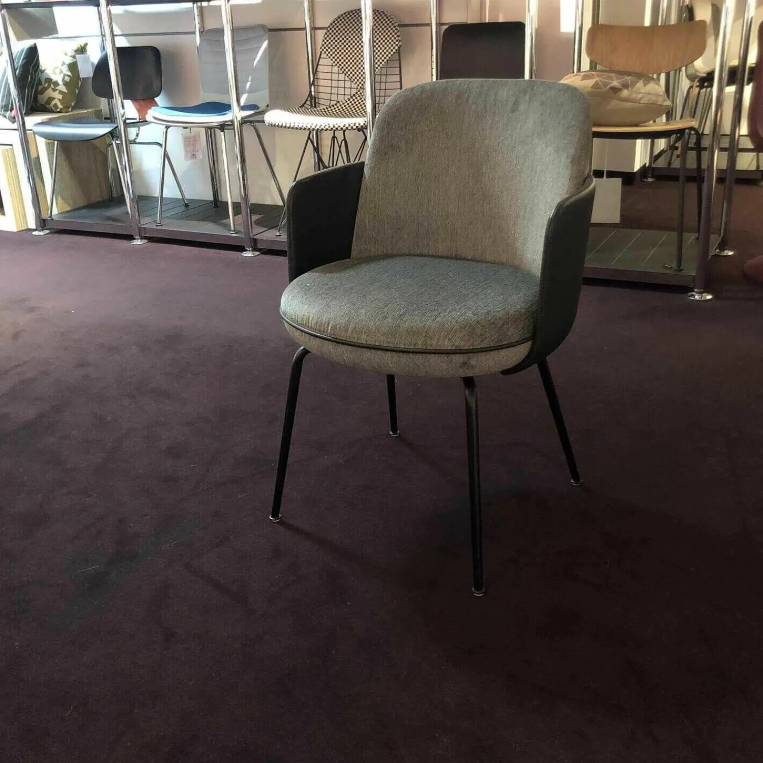 Wittmann Stuhlsets|4er-Set Polsterstuhl Merwyn Dining Chair Leder Schwarz Stoff Grau