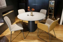 Hülsta Stuhlsets|4er-Set S1000 Stoff 4702 Graubeige Leder 4104 Senf