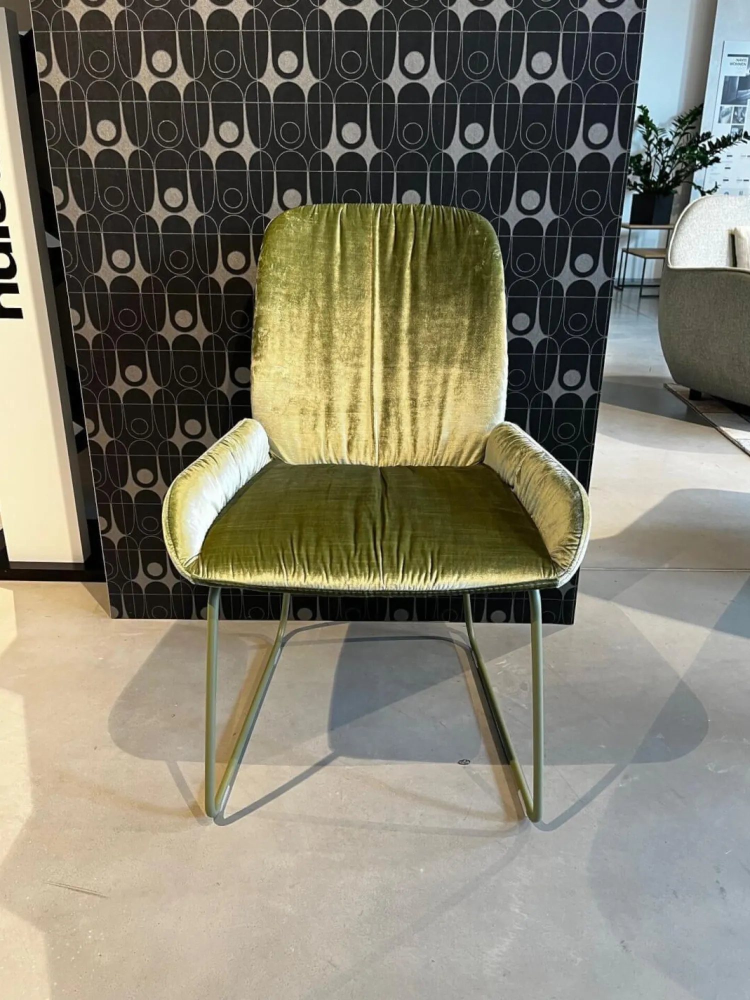 Hülsta Stuhlsets|4er-Set S1000 Stoff M273 Velours Glänzend Olivgrün RAL6013 Reed Green