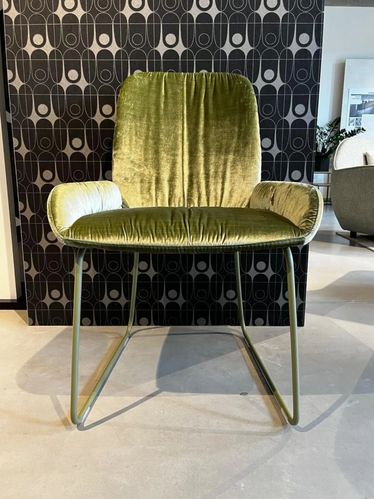 Hülsta Stuhlsets|4er-Set S1000 Stoff M273 Velours Glänzend Olivgrün RAL6013 Reed Green