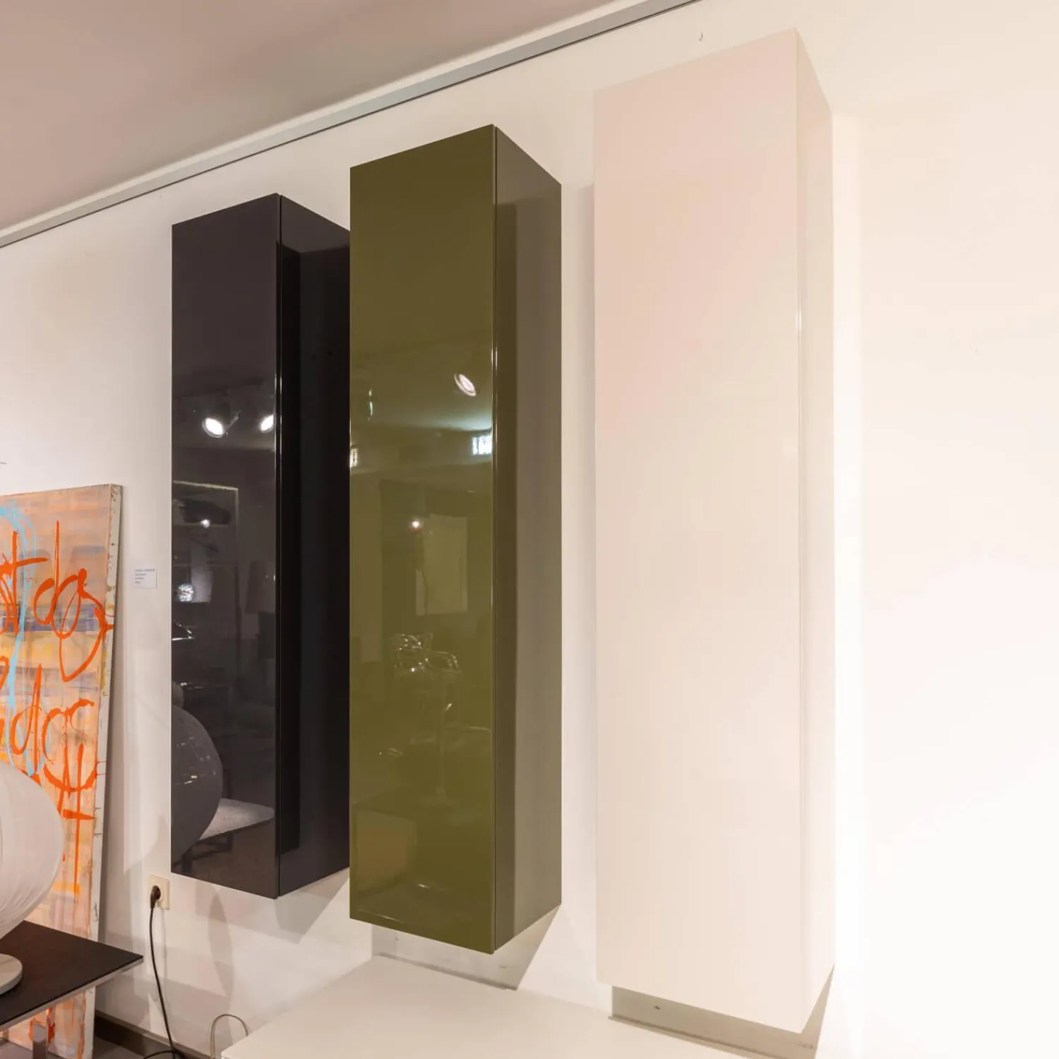 Piure Kommoden & Sideboards|3er-Set Schrank Horizon Flöte Hängend Lack Hochglanz Light Grey Forest Und Dark Grey