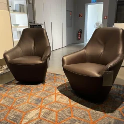 Leolux Stuhlsets|2er-Set Sessel Cantate Leder Raffino 210 Mustang Fuß Stahl Epoxy E2200 Nuit