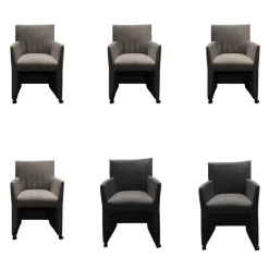 Musterring Stuhlsets|6er-Set Sessel MR Picara 317 Stoff Yves Silber Und Stoff Mango Grey Grau Fuß Kunststoffrollen Schwarz