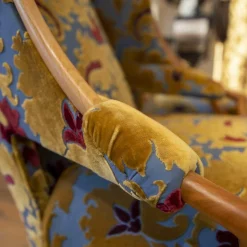 WK Wohnen Stuhlsets|2er-Set Sessel Retrostoff Mehrfarbig Gelb Blau Rot mit Rosshaarfüllung