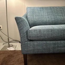 Bielefelder Werkstätten Polstergruppen|2er-Set Sofa Saloni BW135 Stoff Taylor BW1771 252 Blau Füße Wengefarbig Gebeizt Inklusive Nackenkissen