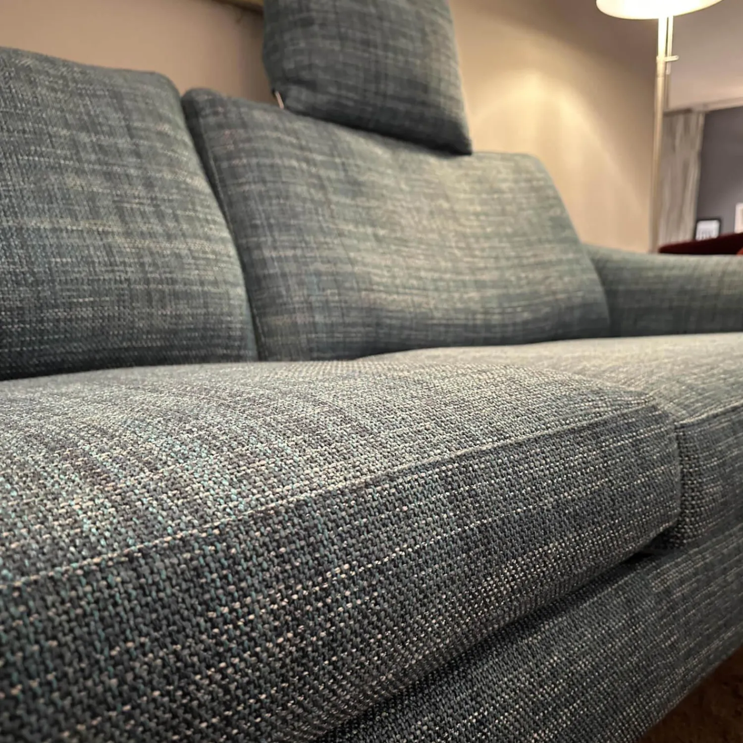 Bielefelder Werkstätten Polstergruppen|2er-Set Sofa Saloni BW135 Stoff Taylor BW1771 252 Blau Füße Wengefarbig Gebeizt Inklusive Nackenkissen