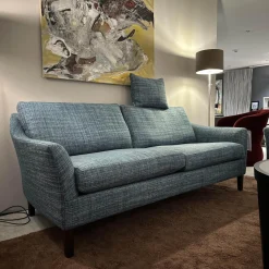 Bielefelder Werkstätten Polstergruppen|2er-Set Sofa Saloni BW135 Stoff Taylor BW1771 252 Blau Füße Wengefarbig Gebeizt Inklusive Nackenkissen