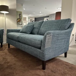 Bielefelder Werkstätten Polstergruppen|2er-Set Sofa Saloni BW135 Stoff Taylor BW1771 252 Blau Füße Wengefarbig Gebeizt Inklusive Nackenkissen