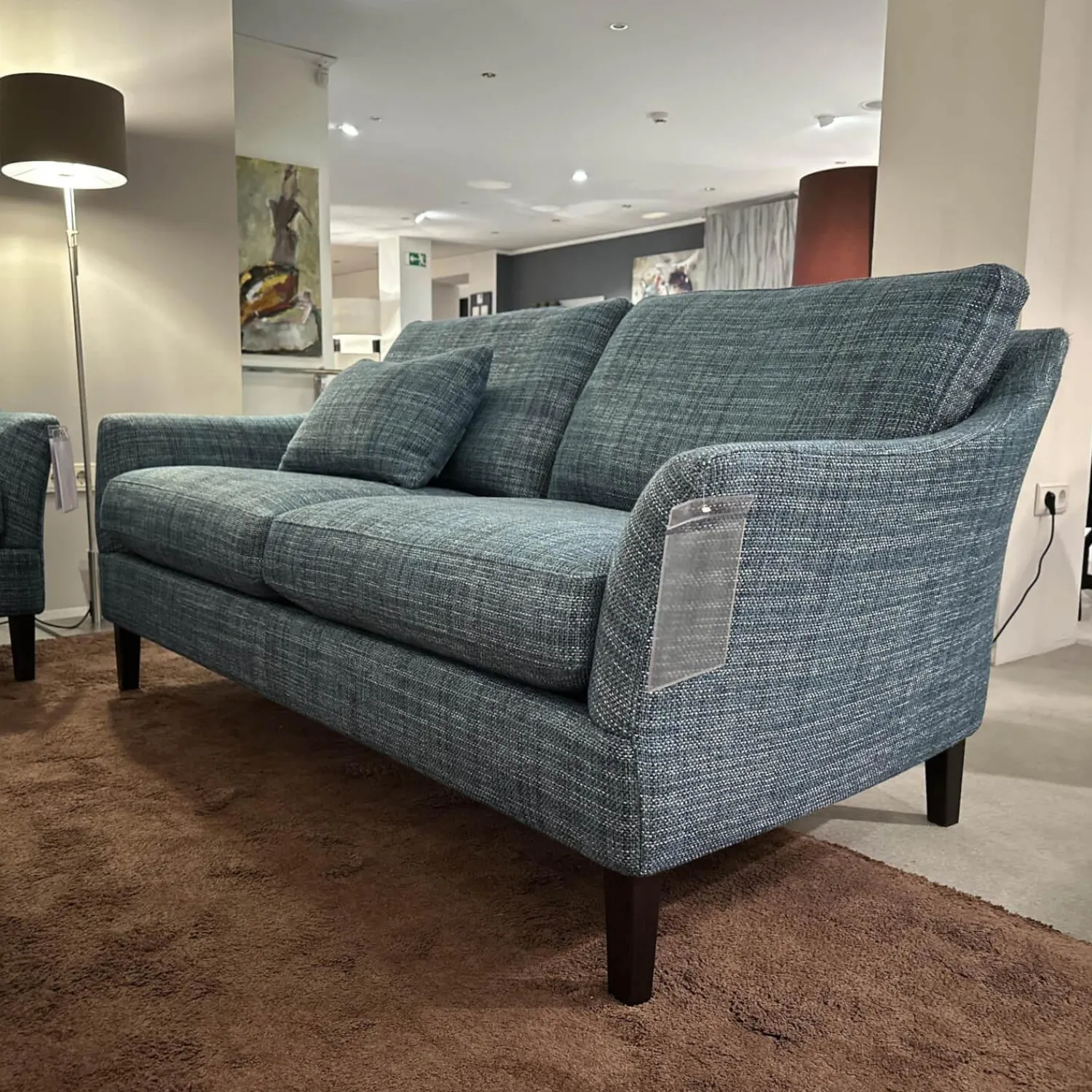 Bielefelder Werkstätten Polstergruppen|2er-Set Sofa Saloni BW135 Stoff Taylor BW1771 252 Blau Füße Wengefarbig Gebeizt Inklusive Nackenkissen