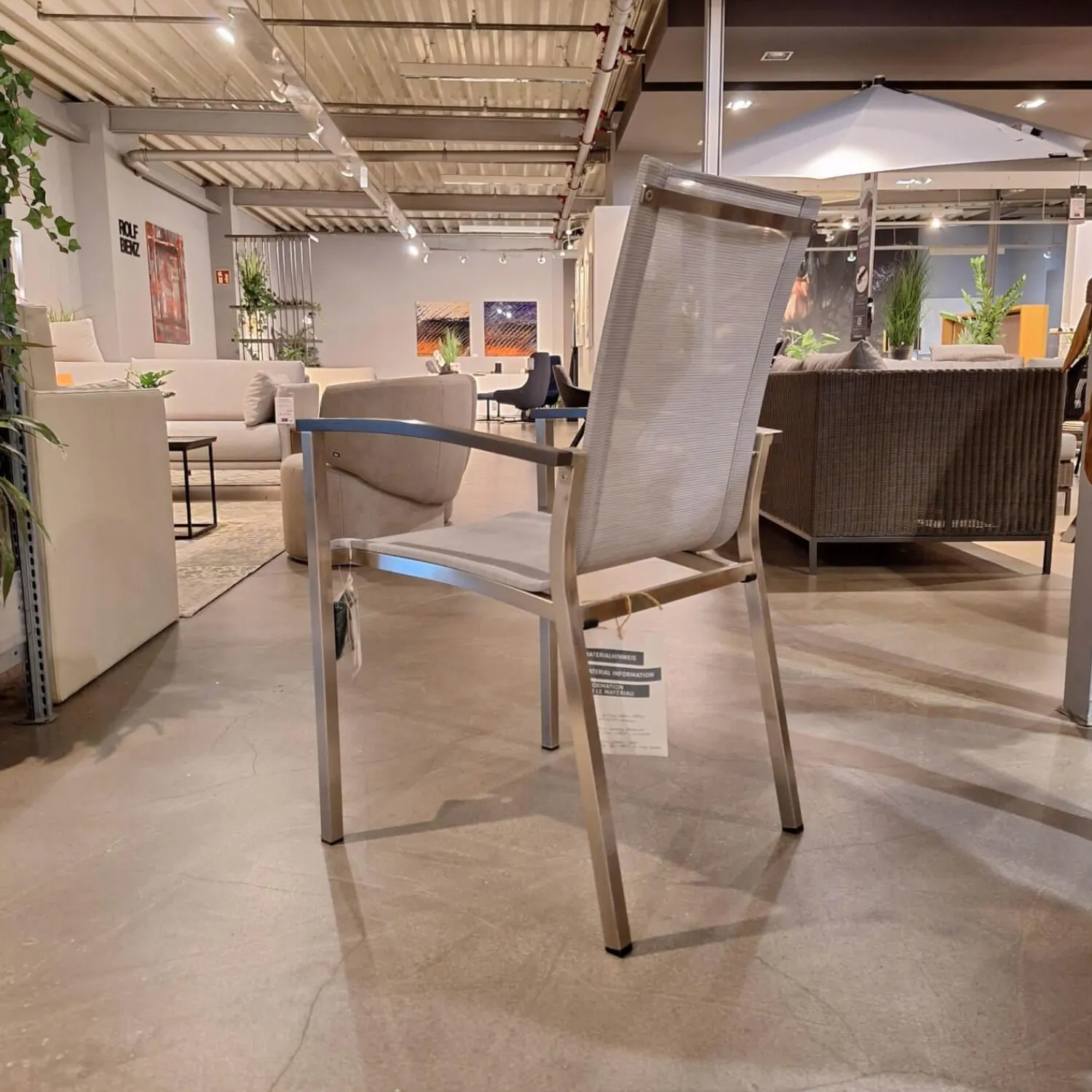 Stern Gartenstühle|Stuhlsets|8er-Set Stapelsessel Evoee Bezug Textilen Silber Gestell Edelstahl Armlehnen Aluminium Anthrazit