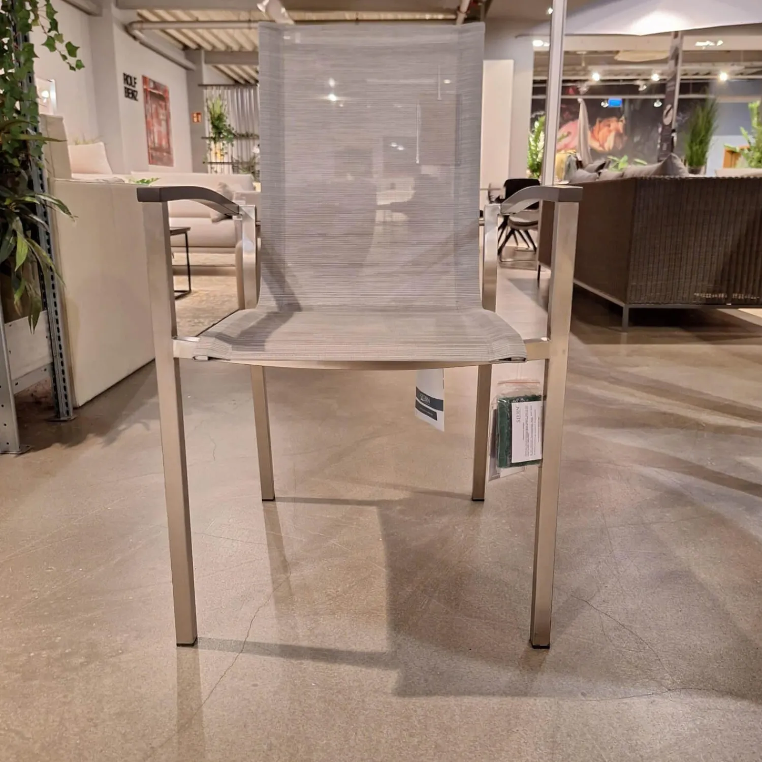 Stern Gartenstühle|Stuhlsets|8er-Set Stapelsessel Evoee Bezug Textilen Silber Gestell Edelstahl Armlehnen Aluminium Anthrazit