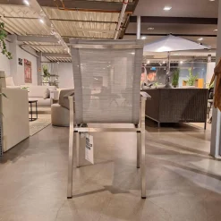 Stern Gartenstühle|Stuhlsets|8er-Set Stapelsessel Evoee Bezug Textilen Silber Gestell Edelstahl Armlehnen Aluminium Anthrazit