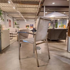 Stern Gartenstühle|Stuhlsets|8er-Set Stapelsessel Evoee Bezug Textilen Silber Gestell Edelstahl Armlehnen Aluminium Anthrazit